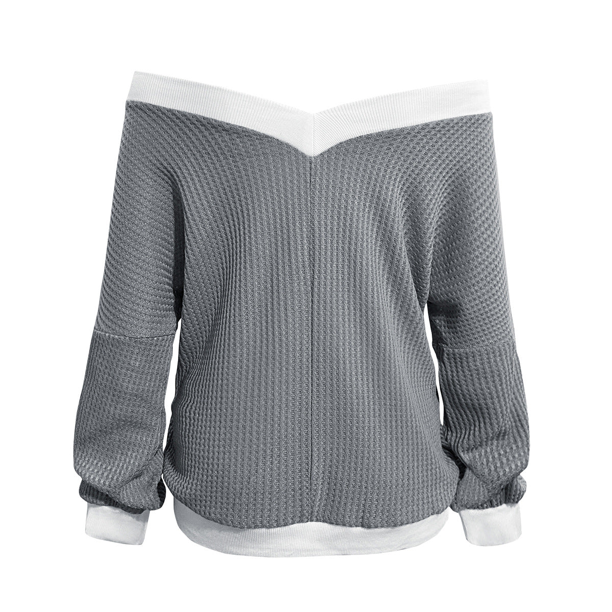 Damen Off-Shoulder Strickpullover mit Wabenstruktur WW