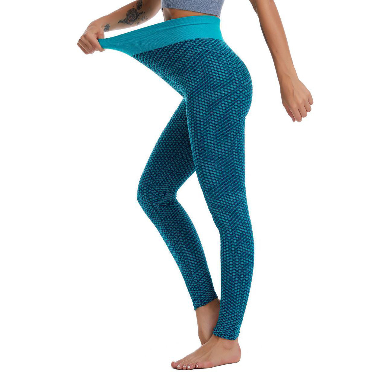 Damen Hochwertige Sport-Leggings mit elastischem Bund und modernem Muster WW
