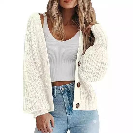 Damen Kuschelige Strickjacke mit voluminösen Ärmeln WW