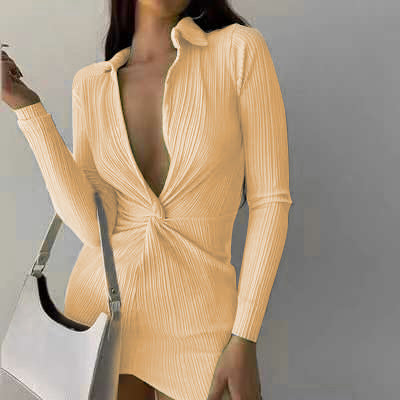 Damen Elegantes Plunge Neck Bodycon Kleid WW