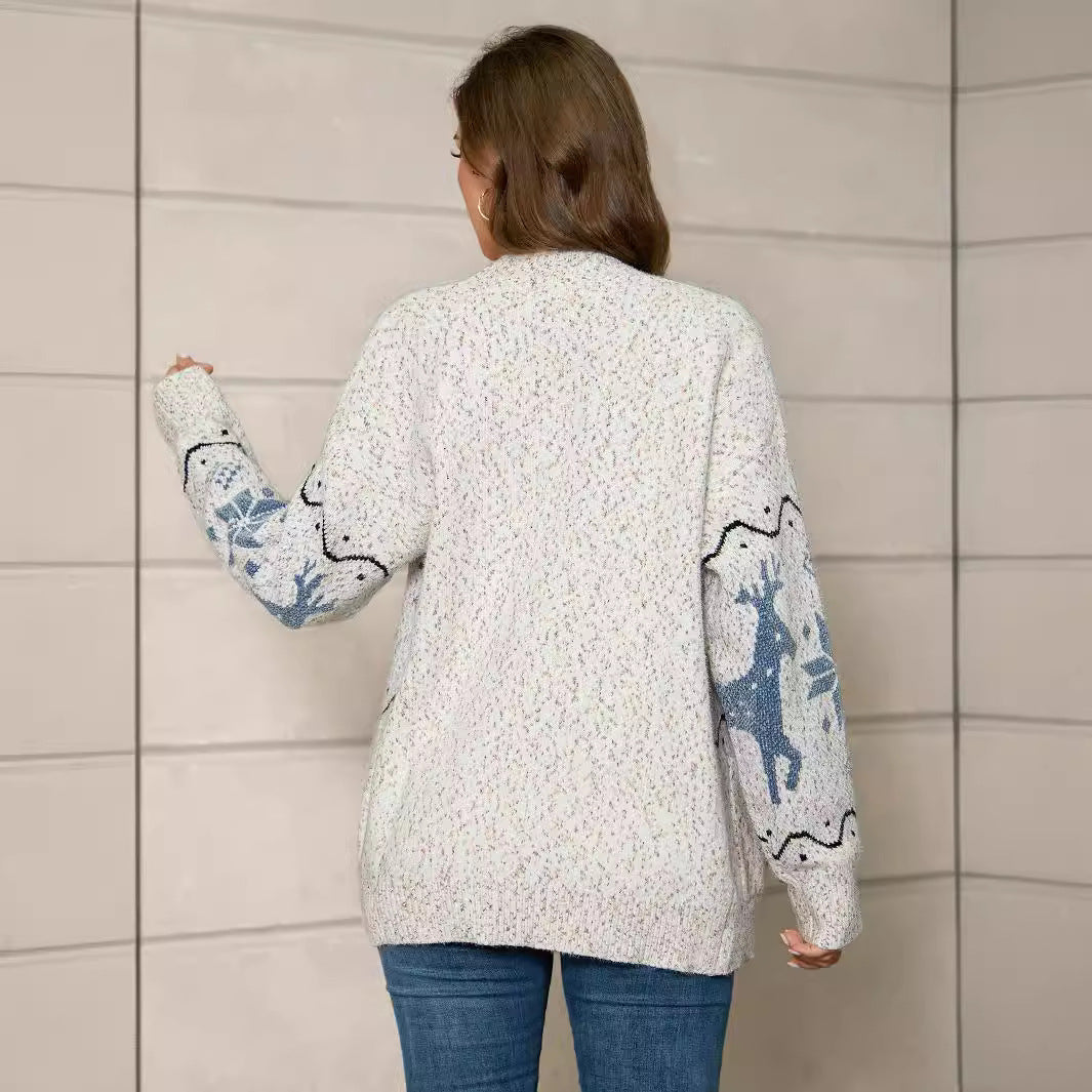 Damen Strickjacke mit kunstvollem Muster und eleganten Knopfdetails WW