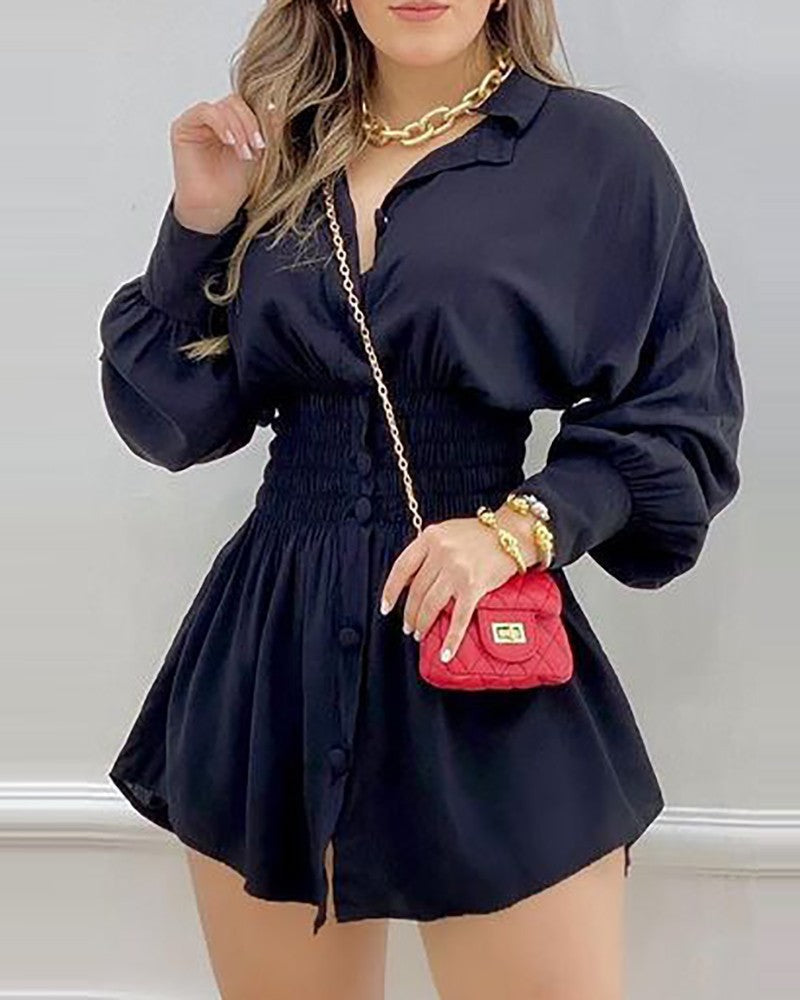 Damen trendiges Hemd-Kleid mit grafischem Design WW