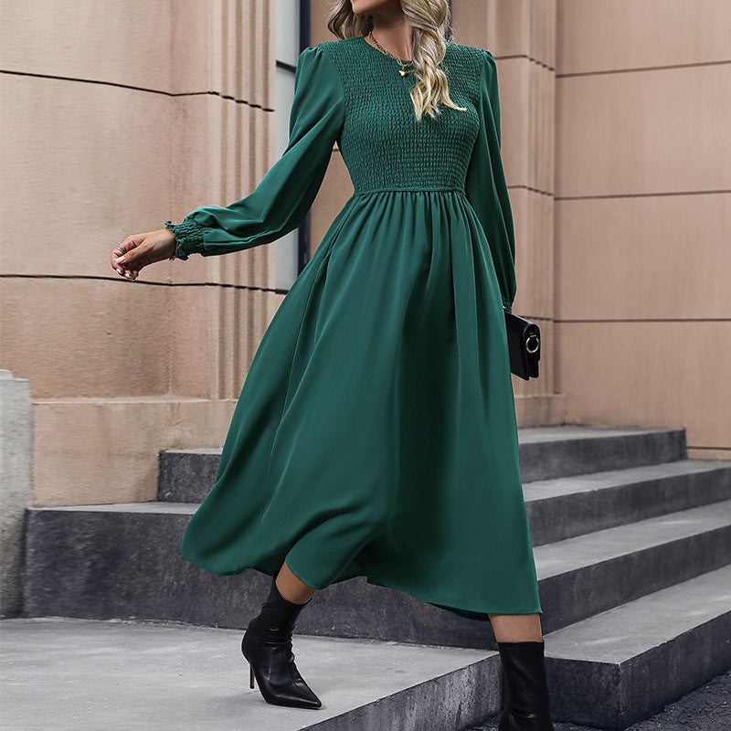 Damen Midi-Kleid mit elegantem Halblangen Schnitt und Raffungsdetails WW
