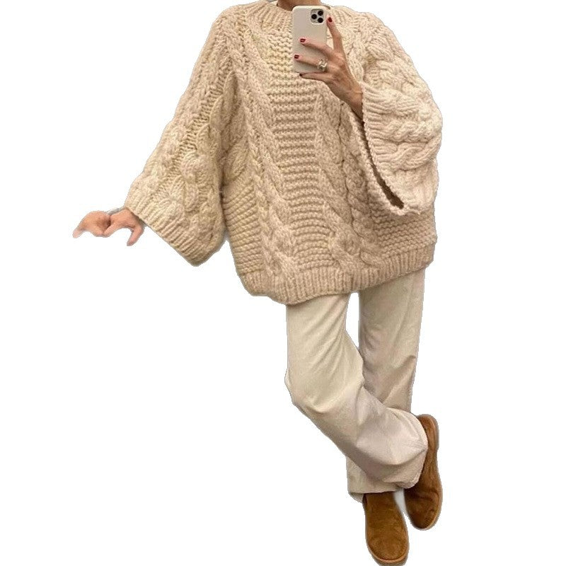 Damen Grobstrick Pullover mit lässigem Schnitt WW