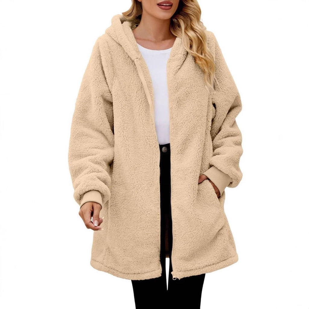 Damen Kuschelige Fleece-Jacke im Oversized-Stil WW