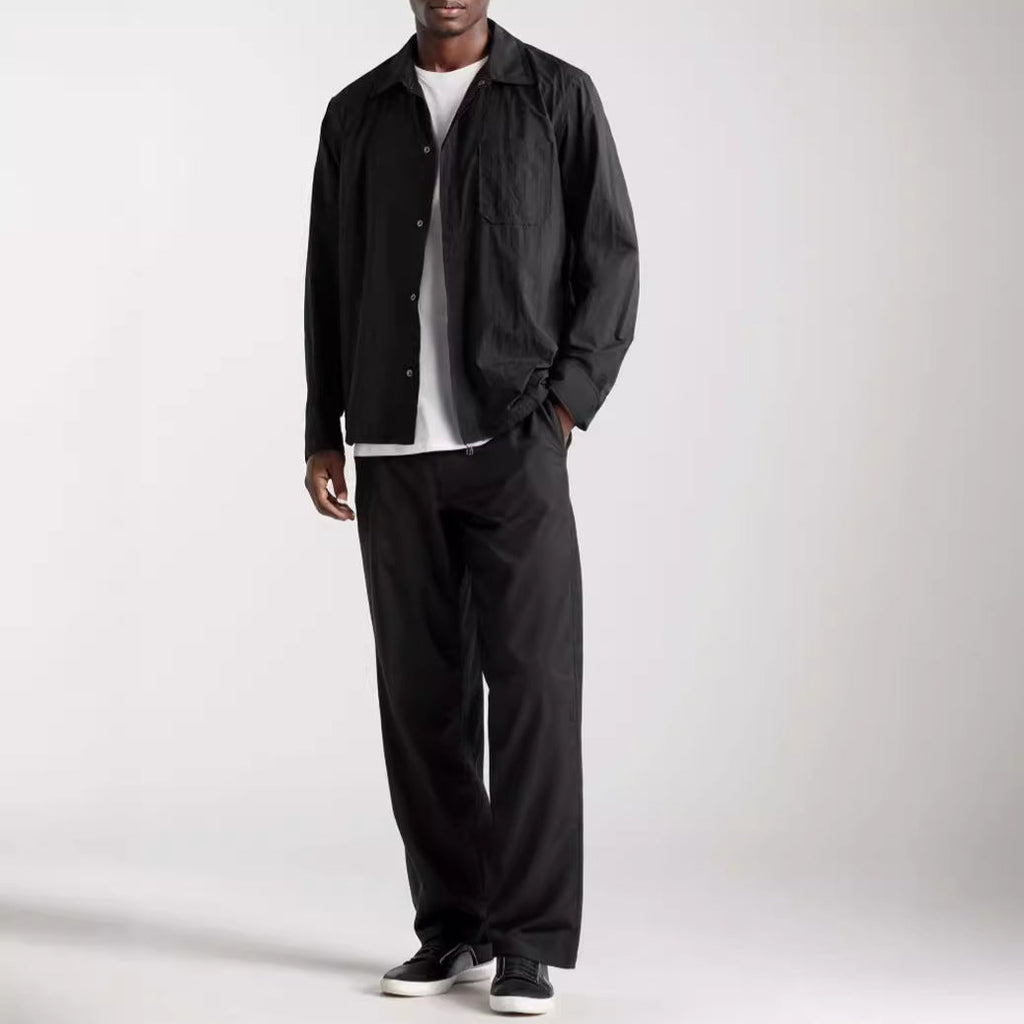 Herren lässige Langarm-Hemdjacke im minimalistischen Design WW