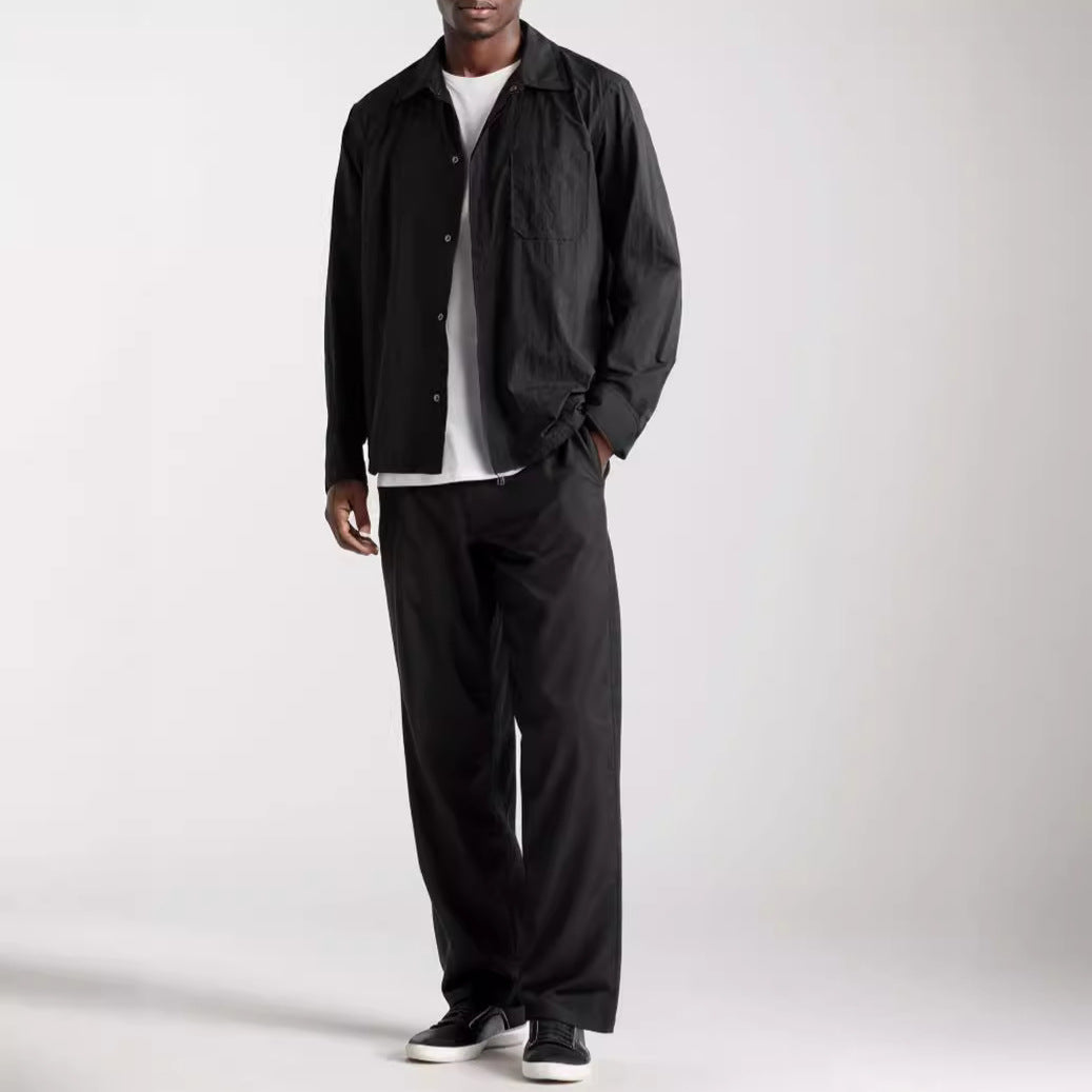 Herren lässige Langarm-Hemdjacke im minimalistischen Design WW
