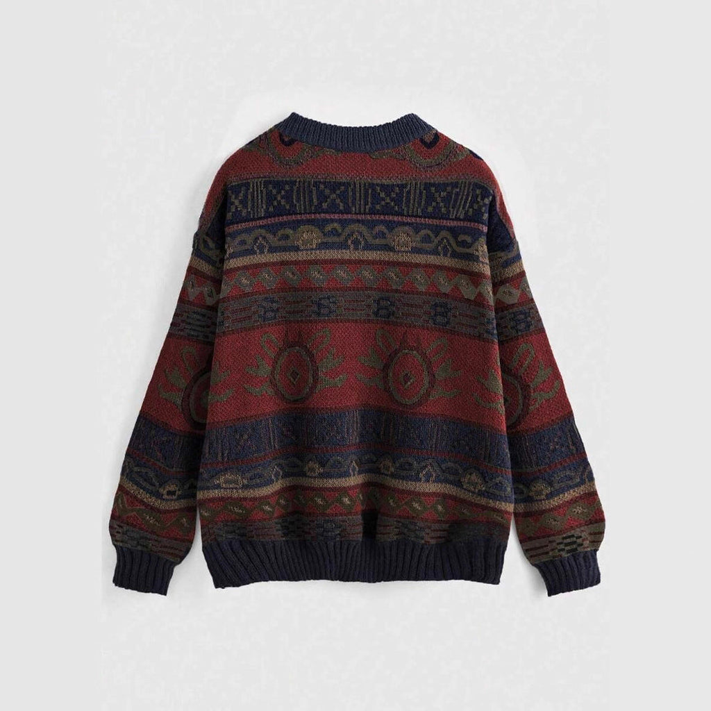 Damen lässiger Pullover mit vielfältigem Ethnomuster WW