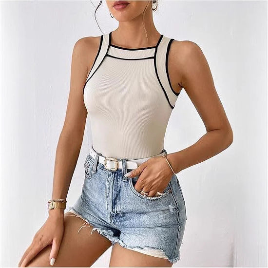 Damen sportliches Body mit kontrastierenden Trägern WW
