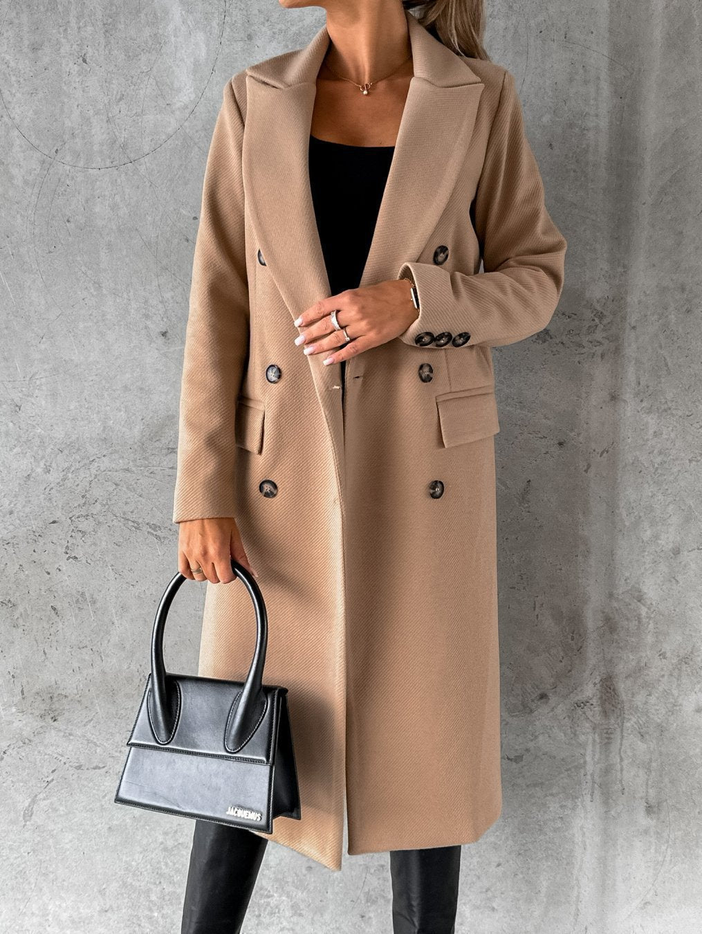Damen elegante und stylische Doppelreiher-Winterjacke WW