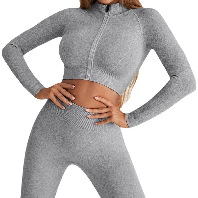 Damen Sportlicher Crop-Top mit Reißverschluss WW
