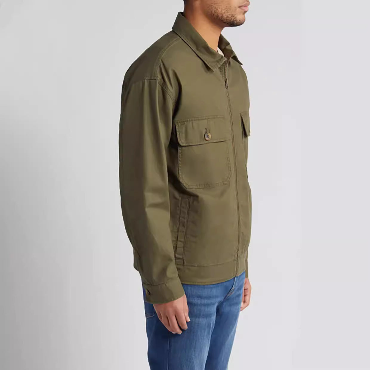 Herren Utility-Jacke mit aufgesetzten Taschen und durchgehendem Reißverschluss WW
