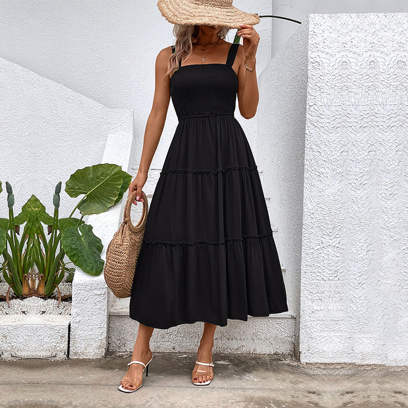 Damen Maxikleid mit Rüschensaum und elastischem Oberteil WW