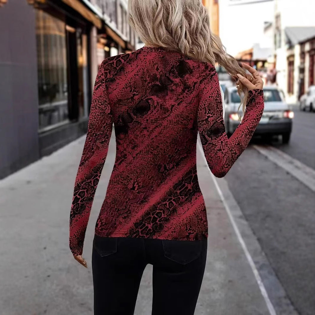 Damen Langarm Schlangenlederdruck Bodysuit WW