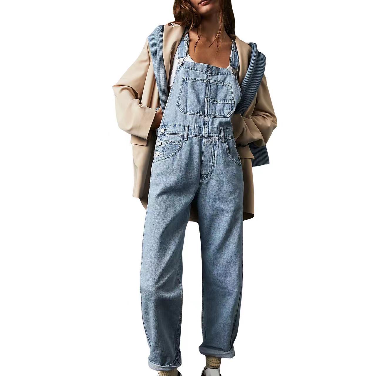 Damen Lässige Latzhose aus hochwertigem Baumwollgemisch WW