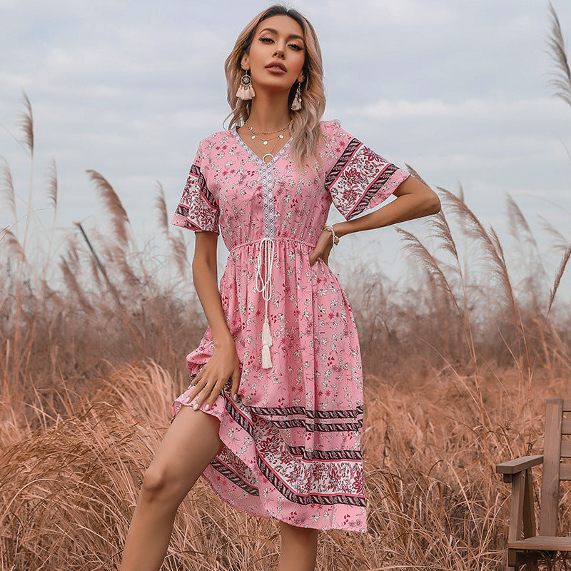 Damen Maxikleid mit Taillenzug und verspieltem Volantsaum WW