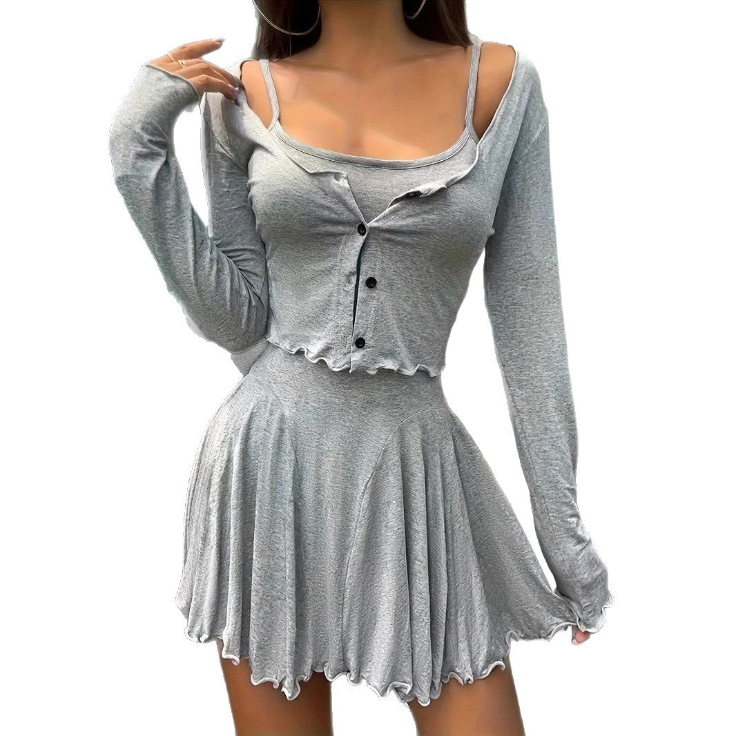 Frauen Leichtgewicht Geschichtete Kleid Set WW