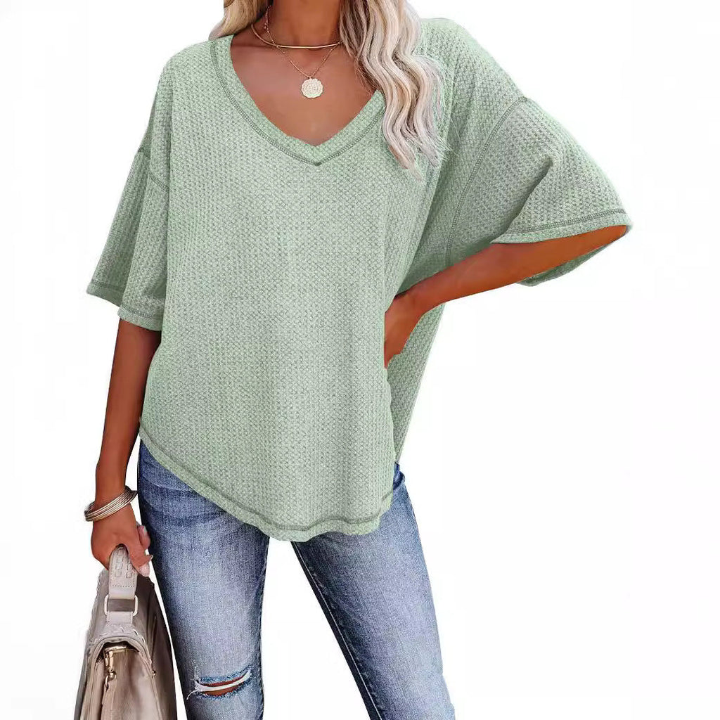 Damen lässiges Oversized-Oberteil mit strukturiertem Webmuster WW