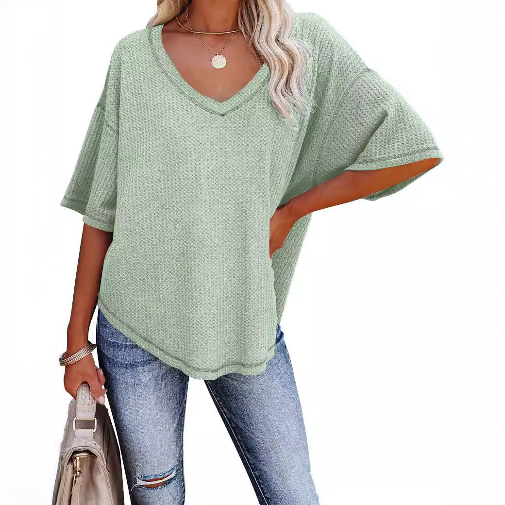 Damen lässiges Oversized-Oberteil mit strukturiertem Webmuster WW