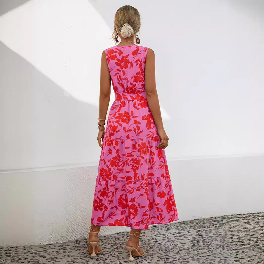 Damen Maxikleid mit verspieltem floralem Design und praktischen Bindebändern WW