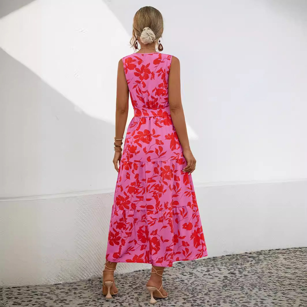 Damen Maxikleid mit verspieltem floralem Design und praktischen Bindebändern WW