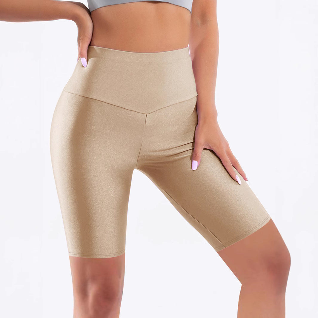 Damen Sportliche Hochbund-Radlerhose mit glänzendem Finish WW
