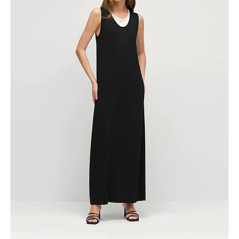 Damen ärmelloses Maxikleid mit geschichtetem Detail WW
