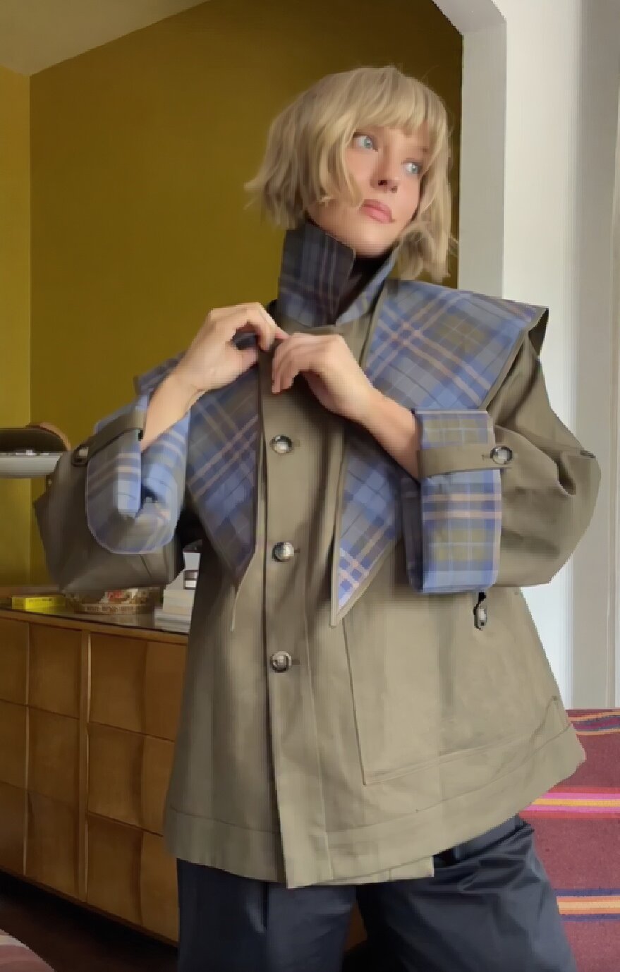 Damen Modische Jacke mit außergewöhnlichem Kragen und einzigartigem Design WW