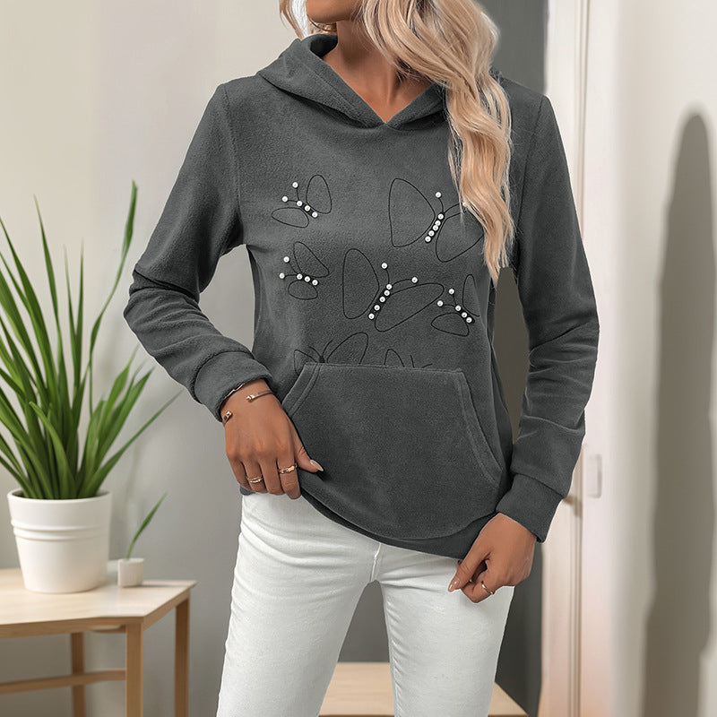 Damen lässiger Kapuzenpullover mit dekorativen Akzenten WW
