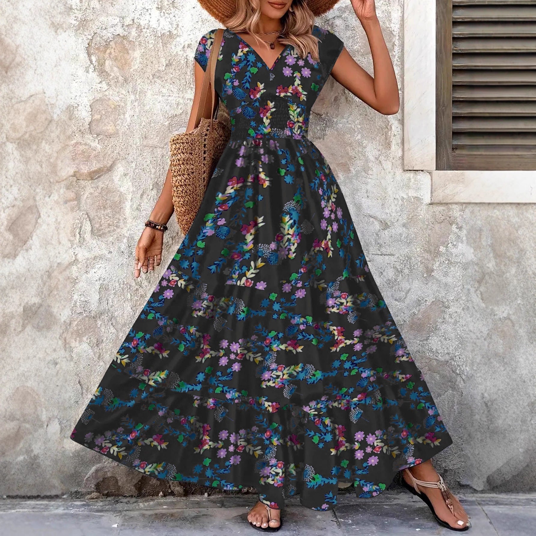 Damen Maxikleid mit verspieltem Paisleymuster und elastischem Bund WW