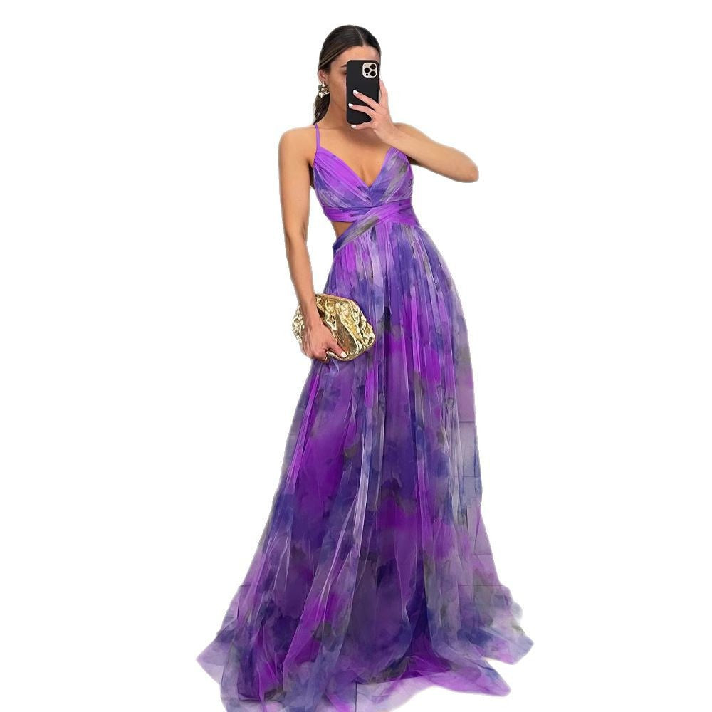 Damen Abendkleid mit fließendem Chiffon und eleganter Wickeloptik WW