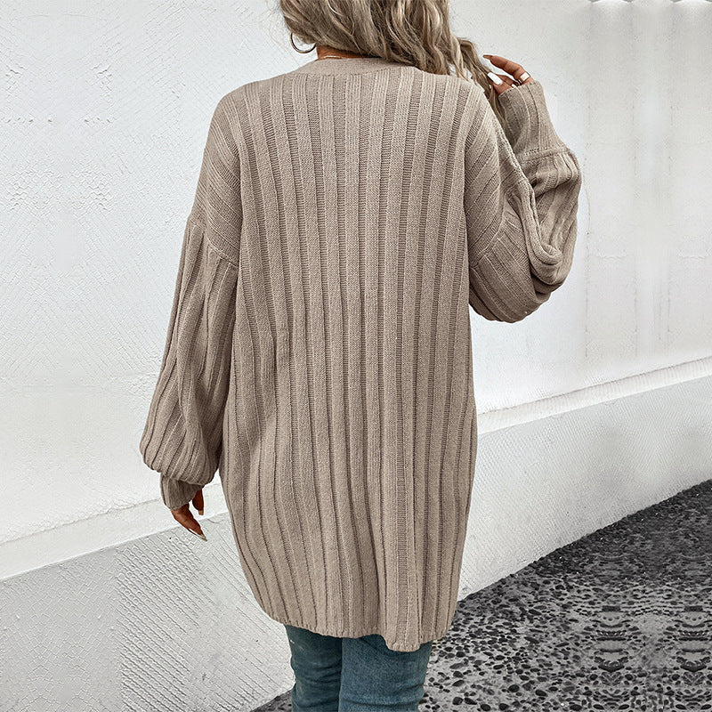 Damen Strickjacke mit tiefem V-Ausschnitt und lässigem Schnitt WW