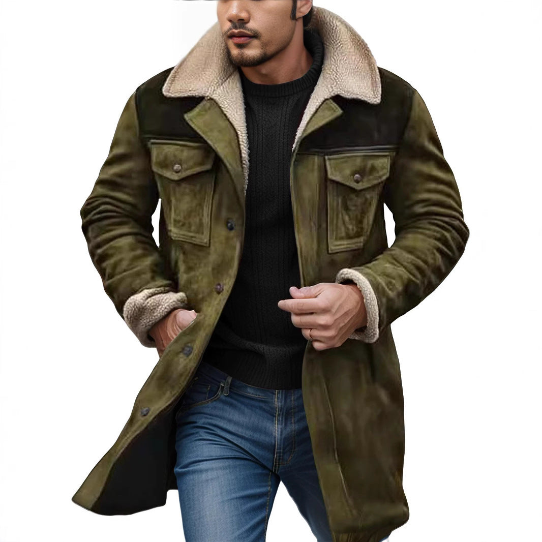 Herren Bikerjacke aus Kunstleder mit abnehmbarem Fellkragen WW
