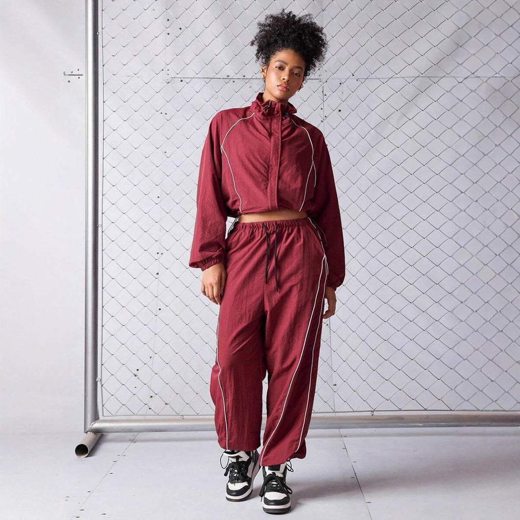 Damen sportliches Windbreaker-Oberteil mit elastischem Bund und modernem Reißverschluss WW