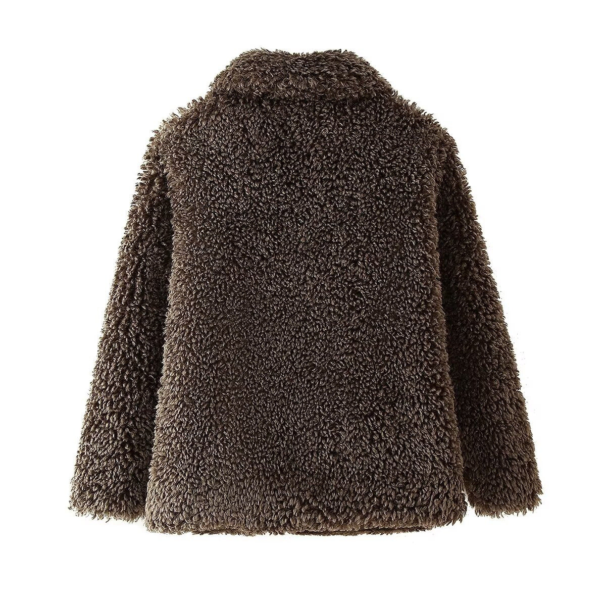 Damen Plüschjacke mit weichem Kunstfell und elegantem Kragen WW