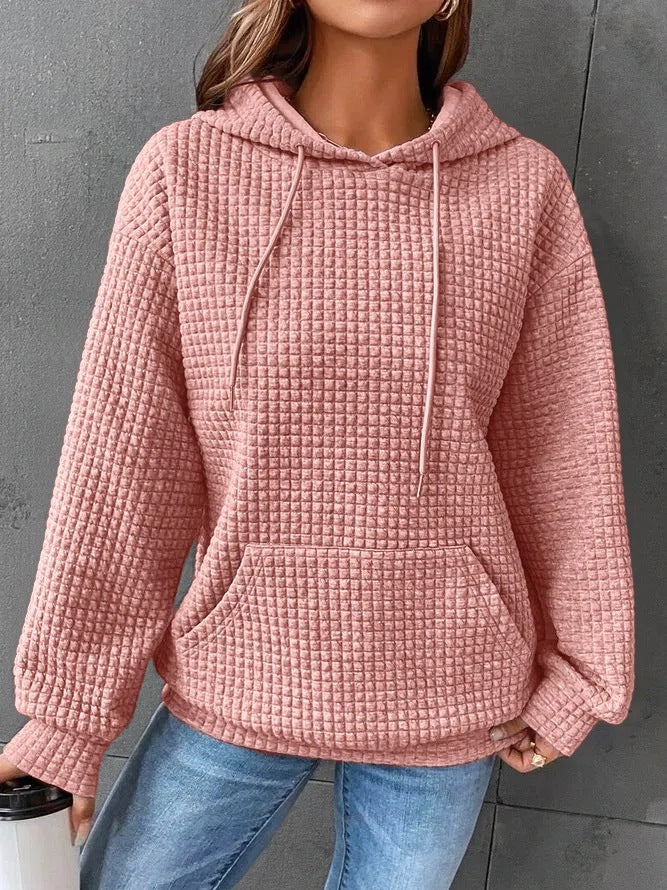 Damen Texturiertes Waffle Strick Hoodie WW
