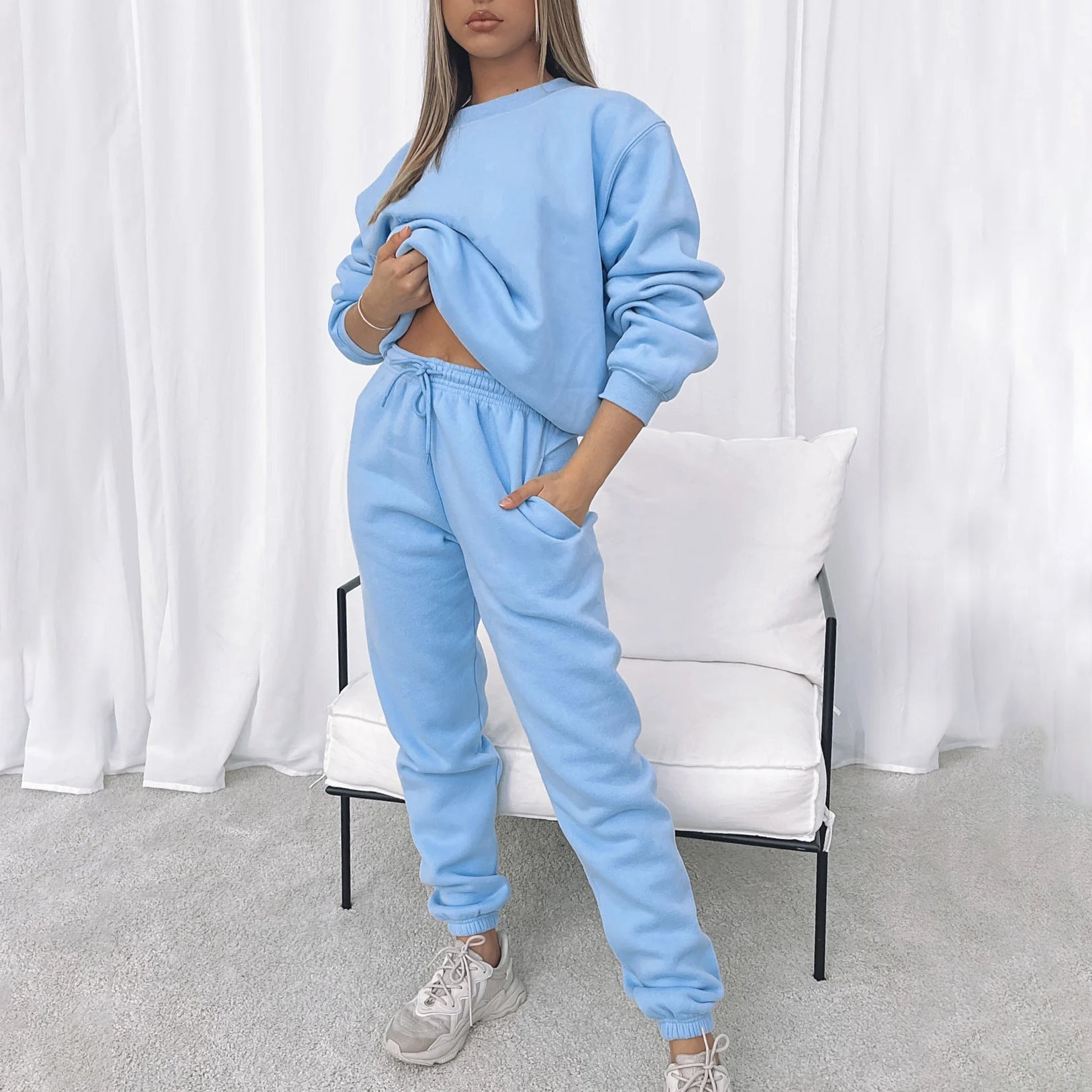 Damen angesagtes Oversized Loungewear-Set aus weichem Fleece WW