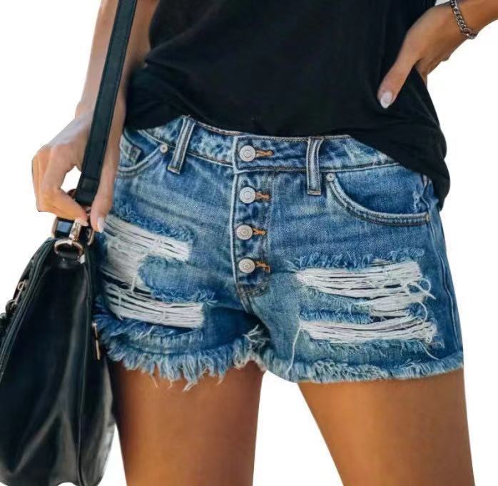 Damen Jeans-Shorts im Retro-Stil mit einzigartigen Patch-Details WW