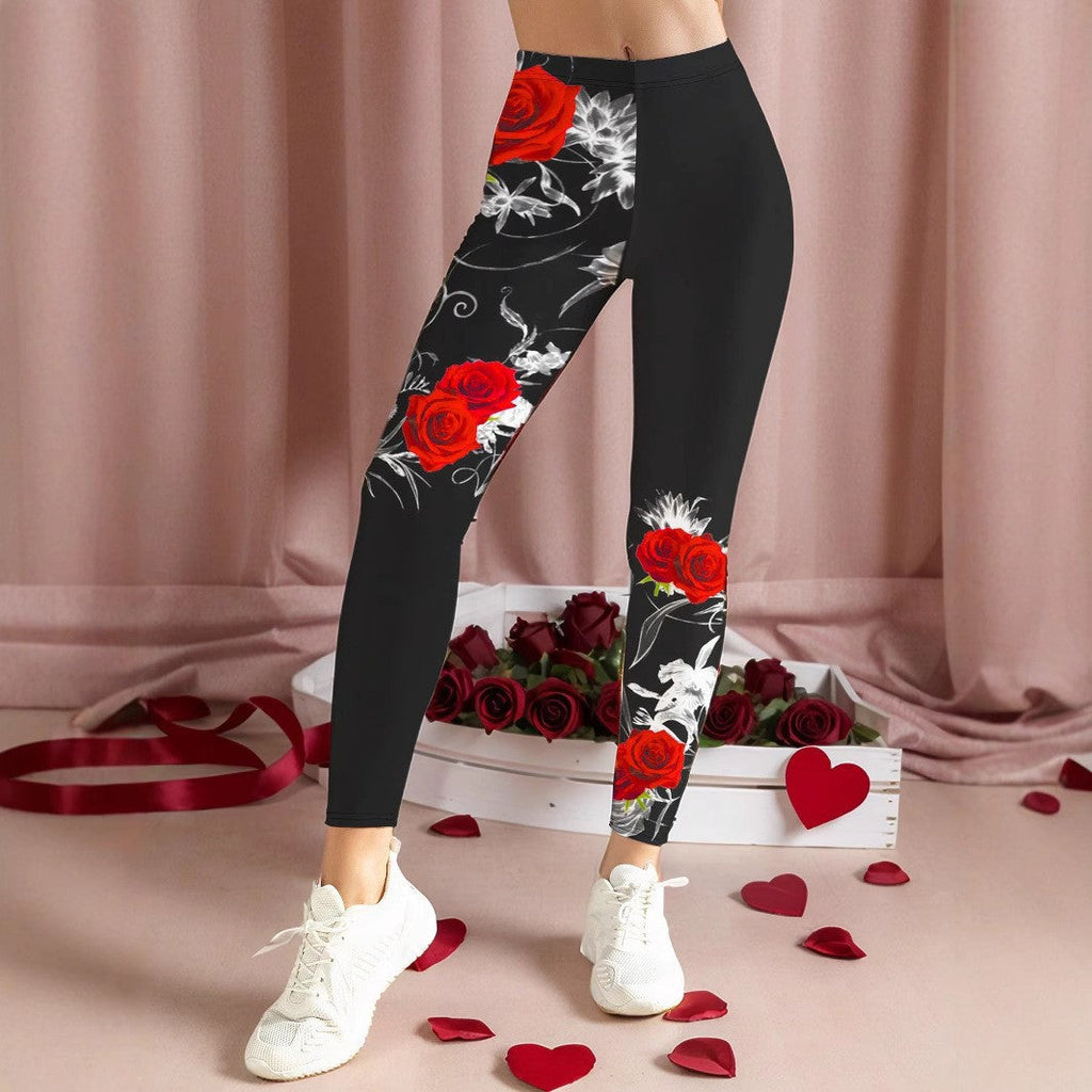 Damen Sportliche Leggings mit floralen Akzenten und hohem Bund WW