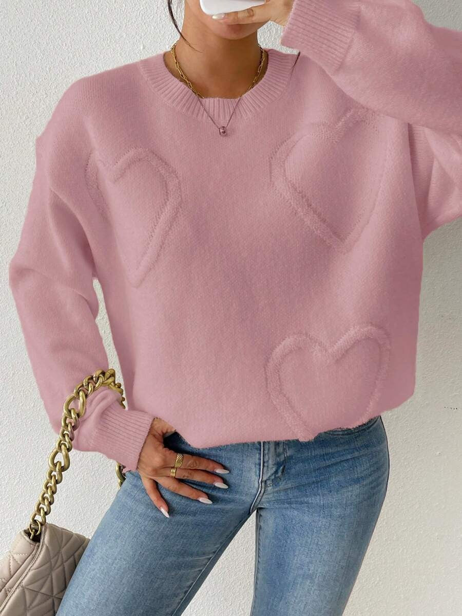 Damen Strickpullover mit Herzoptik und lässigem Schnitt WW