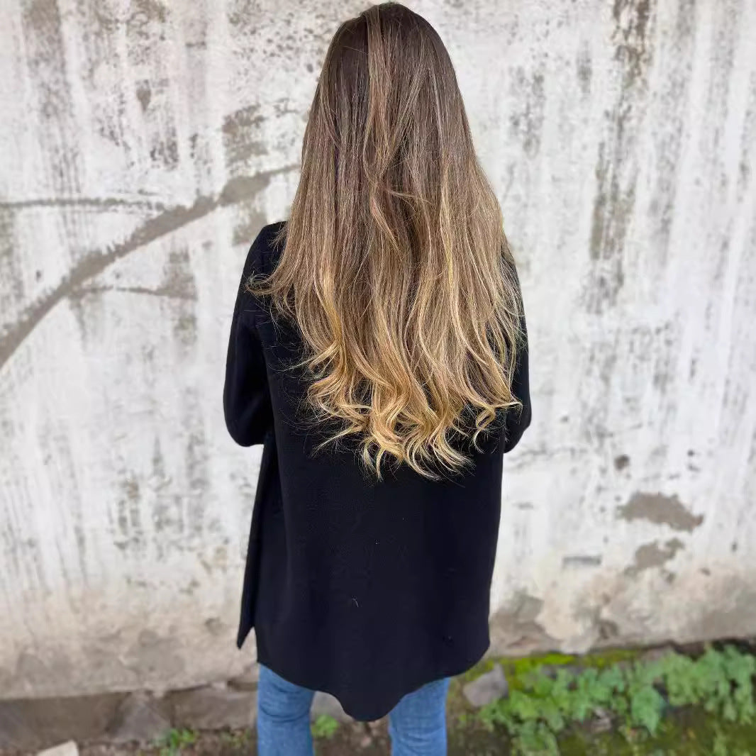 Damen zeitloser Wolle-Blazer mit praktischem Reverskragen und Taschen WW