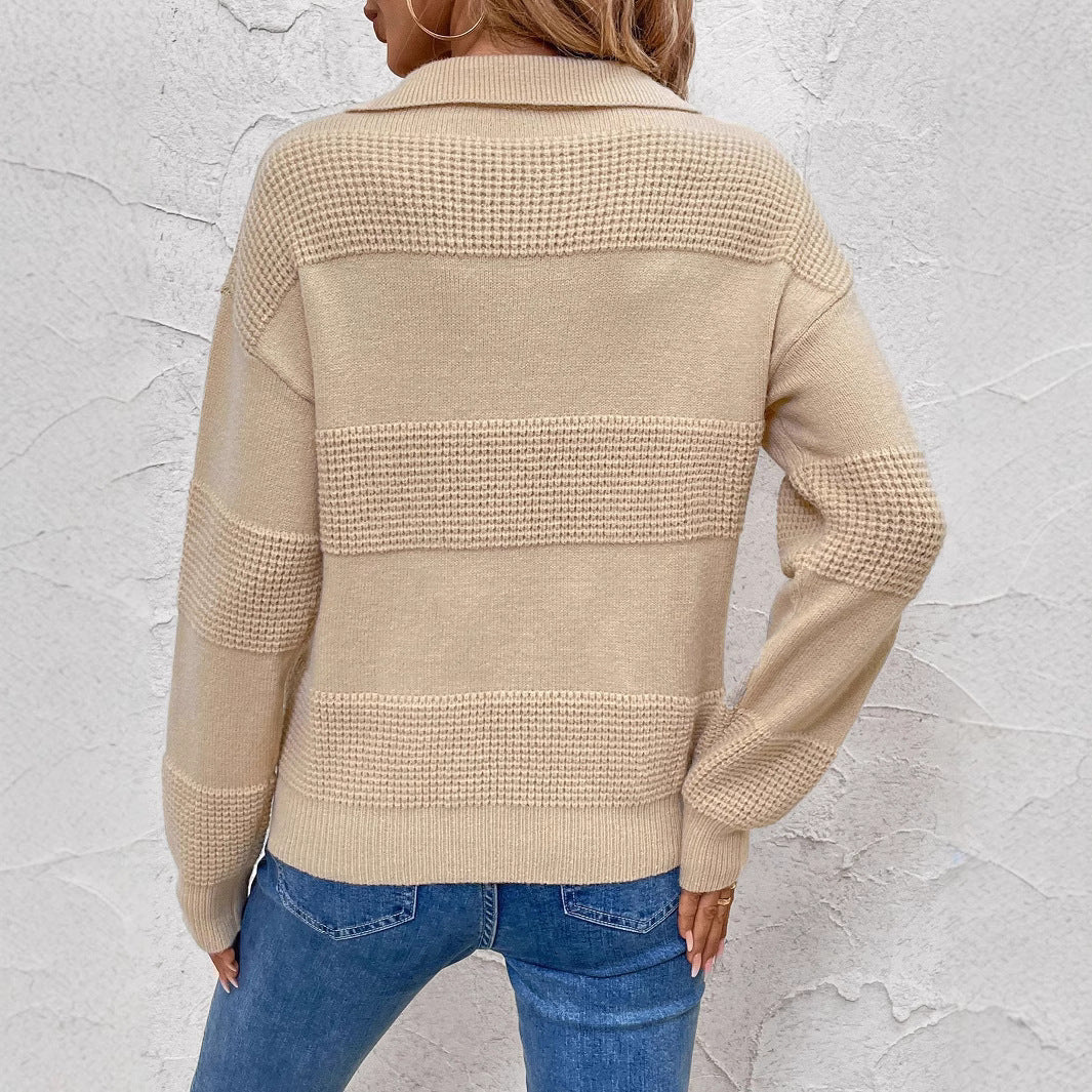 Damen Modischer Strickpullover mit detailreichen Strukturstreifen WW