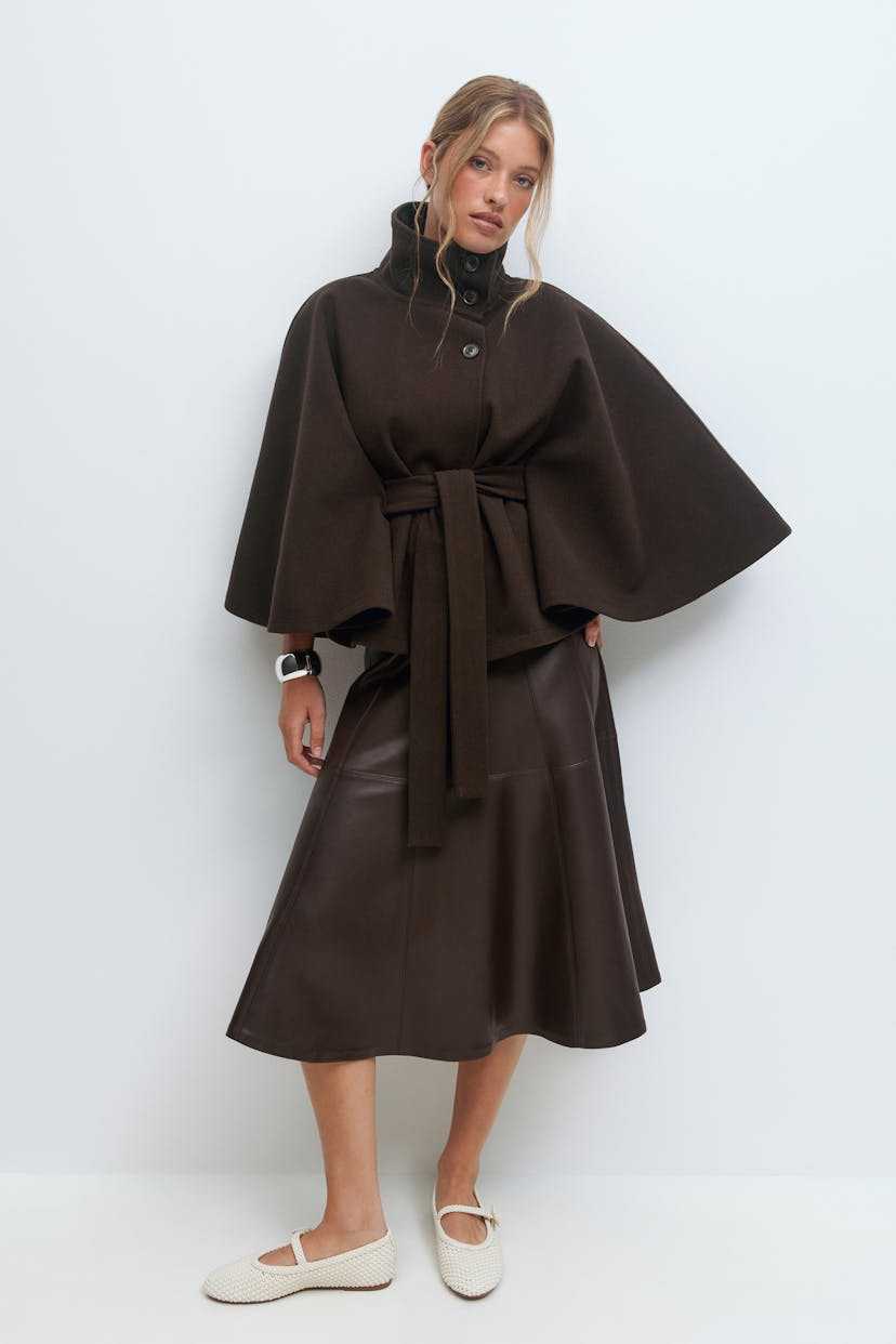 Damen Wickeljacke mit hoher Kragenlinie und breiten Ärmeln WW