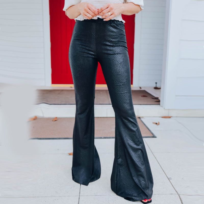 Damen Elegante Schlaghose im Schlangenleder-Look WW