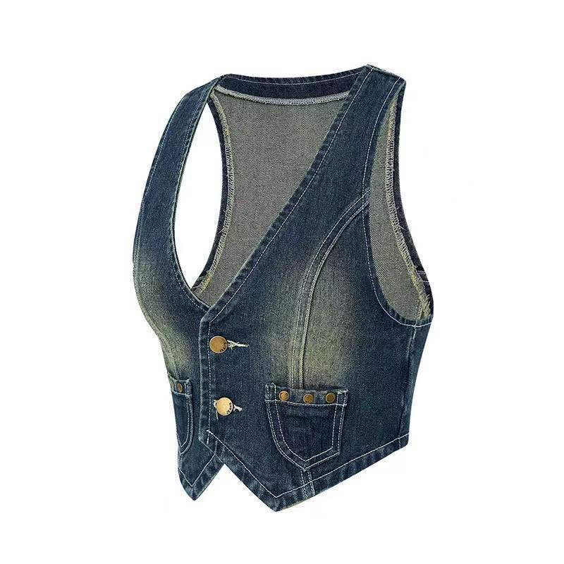 Damen Jeans-Weste mit praktischen Taschen und modischem Detail WW
