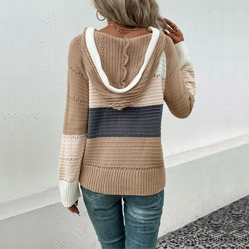 Damen Sweatshirt mit élégantem V-Ausschnitt und strukturiertem Strickdesign WW