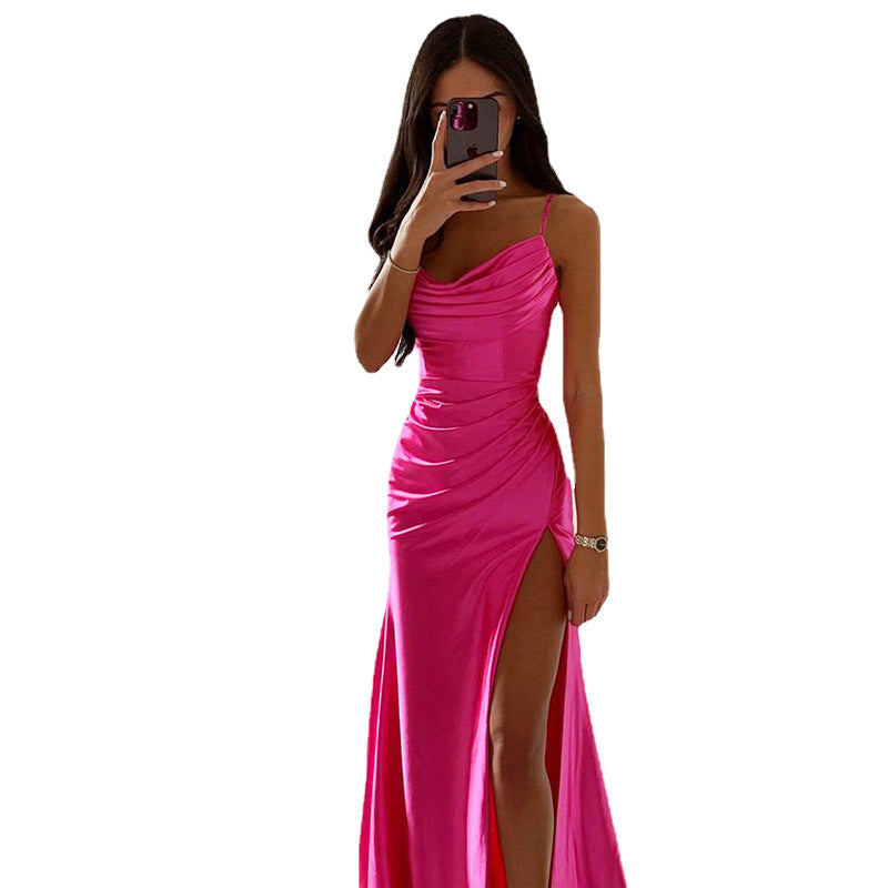 Damen Maxikleid mit schickem Seitenschnitt und eleganter Drapierung WW