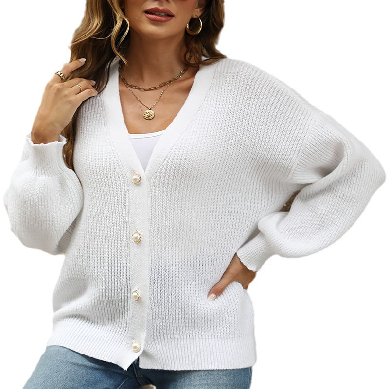 Damen Freizeitstrickjacke im lässigen Oversized-Stil mit Knopfdetails WW