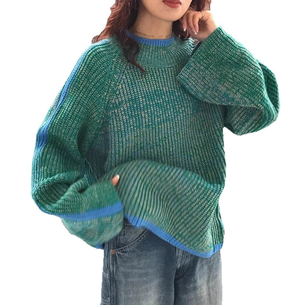 Damen lässiger Pullover mit gestricktem Strukturmuster und farblich abgesetzten Ärmelbündchen WW
