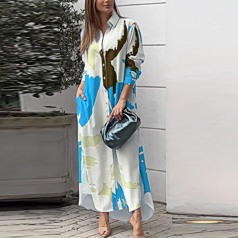 Damen Maxi-Hemdrobe mit buntem Kunstdesign WW